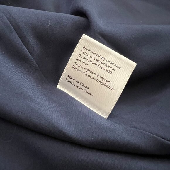 Marchesa Notte Glitter Tulle Cape Sleeve Side Slit Maxi‎ Gown Navy Silver Size 6 - Picture 12 of 15